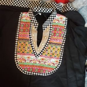 Indian Kurta Black with Orange patterns